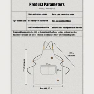 Vente chaude Tabliers personnalisés avec logo, imperméables et résistants à l'huile, en toile, pour restaurant, cuisine, uniforme de mode et jardinage - Product Image 4