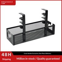 Support de rangement rectangulaire moderne en métal et acier au carbone avec finition laquée, à un seul niveau, en plastique PP, pour gestion des câbles sous le bureau
