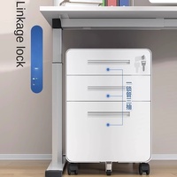 Archivador Metálico Móvil Bajo Escritorio con Cajones con Cerradura, Resistente al Fuego, Diseño Moderno y Minimalista para Almacenamiento de Oficina