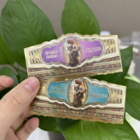 Étiquette de bague de cigare en relief personnalisée de haute qualité papier d'art en feuille d'or autocollant adhésif recyclé caractéristique à gratter pour les cigares