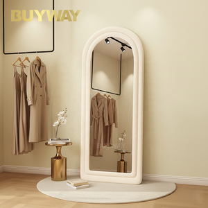 מראה מודרנית במסגרת קטיפה כפולה מקושתת, מראה רצפה קשתית מרופדת בהתאמה אישית למסדרון, כניסה וחדר שינה - Product Image 6