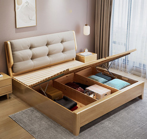 <span class=keywords><strong>Letto</strong></span> <span class=keywords><strong>Matrimoniale</strong></span> Moderno con Testiera in Legno Massiccio, Struttura Multifunzionale con Contenitore, Arredamento <span class=keywords><strong>per</strong></span> Camera da <span class=keywords><strong>Letto</strong></span>, Piattaforma King Size in Legno di Gomma - Product Image 6