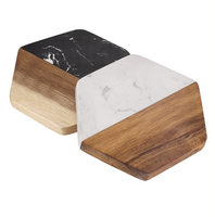 Ensemble de dessous-de-verre hexagonaux, ronds et carrés en marbre blanc naturel et bois d'acacia, résistants à la chaleur, pour la maison, la cuisine et le bar