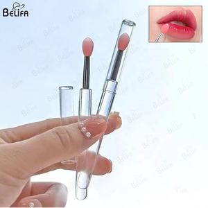 Nuevo con tapa de cubierta Mini cepillo sombra de ojos Color de labios Máscara de labios Aplicador de Arte de uñas Crystal Stick cepillo de brillo de labios de silicona transparente - Product Image 4