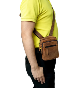 Bolso Bandolera de Cuero Genuino Vintage para Hombre, Maletín de Negocios, Bolso Cruzado de Viaje, Elegante Bolso Mensajero de Oficina con Cartera - Product Image 3