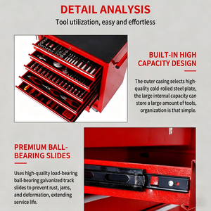Mobile <b>Tool</b> <b>Cabinet</b> With 5 Drawers 360 Degree Swivel Casters For Auto Repair Workshop - Product Image 5