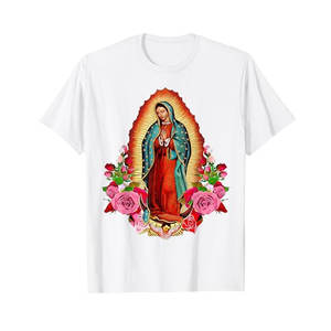 Vente en gros de t-shirts personnalisés en coton pour hommes et femmes, avec l'image de Notre-Dame de Guadalupe, la Sainte Vierge Marie, t-shirts surdimensionnés - Product Image 2