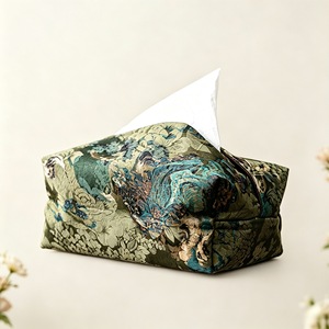 Boîte à mouchoirs en tissu brocart de style chinois, anti-poussière, rétro, pour voiture et salon, design de luxe léger - Product Image 2