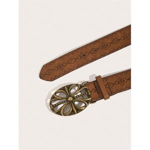 Ceinture Western en similicuir avec boucle en métal vintage pour femme FOXA, style cowgirl - Product Image 4