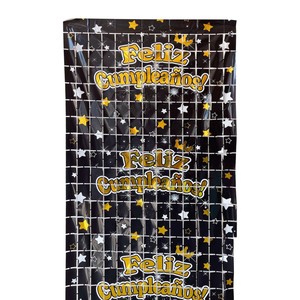 HLC Party Expert Decorazione Compleanno Sfondo Fotografico Spagnolo Buon Compleanno Tenda Metallica Quadrata in Foil per Celebrazioni Festive - Product Image 2