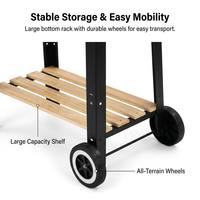Chariot de barbecue portable d'extérieur avec grandes roues tout-terrain et poignée ergonomique pour le camping en famille et les pique-niques en parc