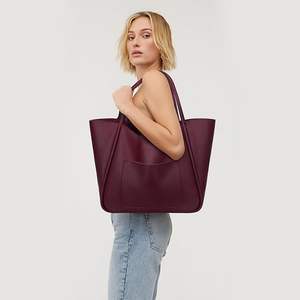 Sacs à bandoulière bordeaux de haute qualité en gros pour femmes, sacs fourre-tout de luxe en cuir PU avec fermeture éclair, résistants à l'eau, pour jeunes femmes - Product Image 6