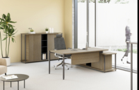 Ensemble de bureau de direction moderne en forme de L avec rangement latéral et armoire pour bureau de PDG
