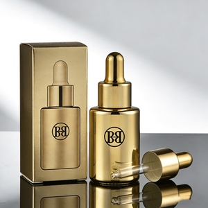 Luxury Dropper Bottle 30ml Custom Gold Skincare Packaging 1oz Body Oil Glass Serum Bottle With UV Coated Gold Dropper Cap - Product Image 2