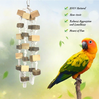Jouet à mâcher suspendu pour oiseaux de compagnie, tranches de bois naturelles, blocs de pin, corde en coton, accessoire pour cage à perroquet