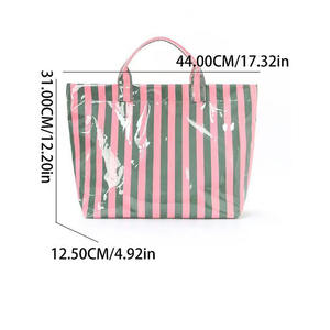 <span class=keywords><strong>Sac</strong></span> fourre-tout de plage en PVC imperméable et durable, personnalisé, à rayures colorées, pour femme, idéal pour l'été et le shopping – Vente chaude en gros - Product Image 6