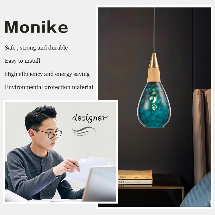 Hot selling factory price  Home Bedroom kitchen hotel  hanging lamp  Modern colorful glass Pendant Light