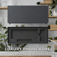 Boîtes de téléphone portable personnalisées de luxe avec logo, gaufrage, emballage cadeau, doublure en éponge, matériaux recyclés, design carré rigide pour une protection sécurisée
