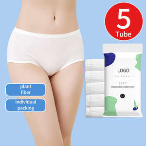 רך נשיפה חבילה חד פעמי תחתונים קצרים ביודשתכלה כותנה טהורה תחתונים חד פעמי לנשים - Product Image 1