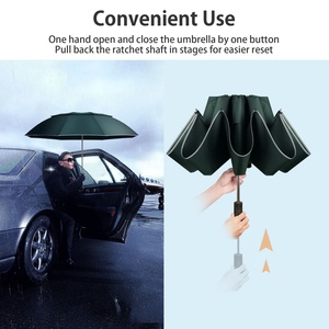Customized Modern 3 Fold Metal <b>Frame</b> <b>Plastic</b> Handle 8 Ribs Sun Umbrella Double Layer Air Vent Design 21 Inch Fully Umbrella - Product Image 4