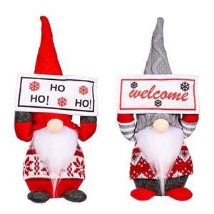 <span class=keywords><strong>Gnomo</strong></span> sin rostro de felpa que sostiene <span class=keywords><strong>el</strong></span> cartel de bienvenida con tablero de copos de nieve para la entrada de Navidad Decoraciones navideñas - Product Image 5