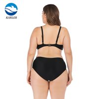 Maillot de bain pour femmes, vêtement de plage à bretelles noires rétro, mi-hauteur, Push-Up, grande taille, usine