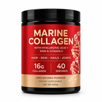 Colágeno Marino Herbal en Polvo de Marca Privada OEM, 400g, para Cabello, Piel, Uñas y Articulaciones, con Ácido Hialurónico, MSM y Vitamina C, 40 Porciones