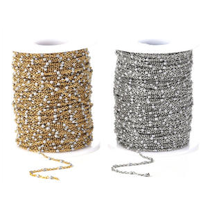 Nouvelle chaîne en acier inoxydable dorée/<span class=keywords><strong>argent</strong></span>ée, chaîne à maillons à faire soi-même, chaîne à perles faite à la main pour la fabrication de bracelets et de colliers, 9 mètres par rouleau - Product Image 3