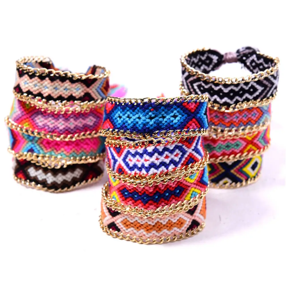 Плетеный хлопковый шнур ручной работы, модный плетеный браслет дружбы в стиле бохо, Непал, с нейлоновой нитью для запястья и ножных браслетов