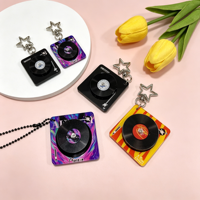 可旋转唱片亚克力钥匙扣定制 Spotify 代码 Kpop 专辑迷你 CD 盒吊饰批发