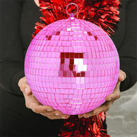 Boule disco suspendue 2CM-100CM en verre rose, cool et amusante, pour fêtes et décorations de Noël - Grande Vente