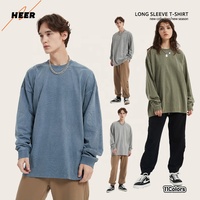 T-shirts à manches longues surdimensionnés en coton 100% lourd, personnalisés avec impression sérigraphique, pour hommes