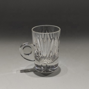 Taza de Vidrio Transparente con Asa, Vaso Acanalado para Beber Café, Té, Vajilla para Fiestas - Product Image 1