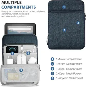 TiMOVO, bolsa protectora portátil de gran capacidad con múltiples bolsillos, funda para tableta para iPad Galaxy Fire HD Lenovo de 8-9 pulgadas