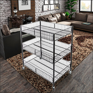 3-Tier Home phòng ngủ lưu trữ hiển thị Kệ trượt dây kim loại kệ - Product Image 1