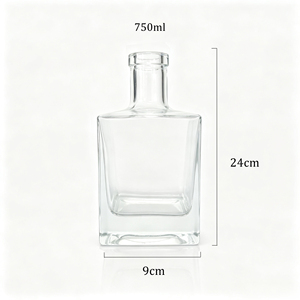 Botellas de Licor Cuadradas de Vidrio Transparente de 250ml/500ml al por Mayor, Reutilizables con Tapón de Corcho para Vodka, Whisky, Brandy, Ginebra y Ron - Product Image 4