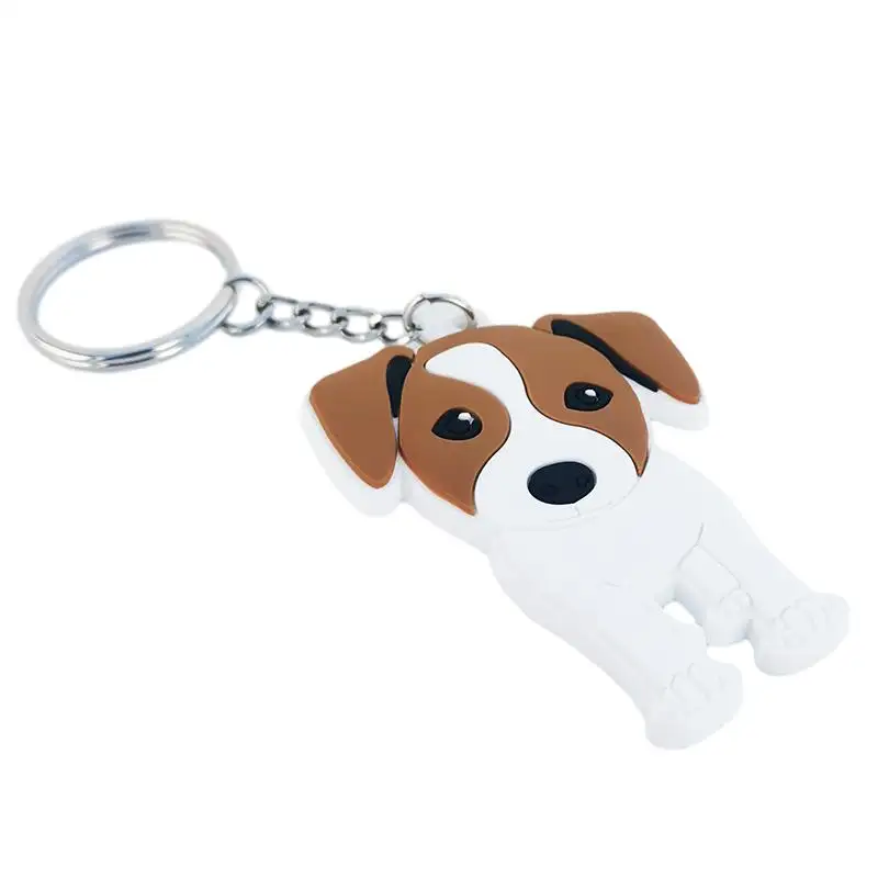 Ensemble de cadeau porte-clés 3D en silicone personnalisé à la mode conception en caoutchouc PVC souple avec éléments de chien