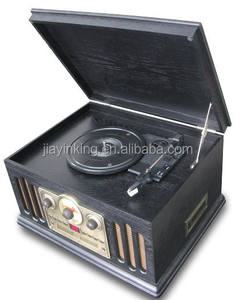 Lecteur CD Vintage gramophone <span class=keywords><strong>vinyle</strong></span> lecteur LP vieux look de mode avec haut-parleur puissant stéréo plateau tournant 6 en 1 - Product Image 4