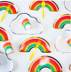 Platos de Fiesta Desechables DAMAI Rainbow, Juego de Platos de Papel Desechables con Impresión Personalizada, Juegos de Platos para Cumpleaños - Product Image 4