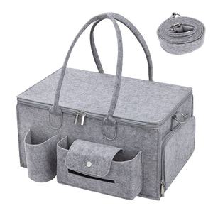 Panier de rangement de produits pour bébé multifonctionnel gris portable avec couvercle adapté au stockage de produits pour bébé - Product Image 1