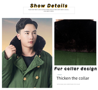 Chaud extérieur longs manteaux veste chinois classique armée vert pardessus hommes hiver chaud col de fourrure Trench manteau survêtement