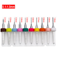 Ensemble de 10 mini forets CNC pour circuits imprimés, 0,1 mm-1 mm/0,3 mm-1,2 mm, carbure, micro-travaux du bois, type de traitement en spirale