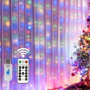 Guirlande lumineuse pour fenêtre, 300 LED, 8 modes d'éclairage, lumières féériques en cuivre avec télécommande, alimentation USB, étanche, décoration murale pour chambre à coucher - Product Image 1