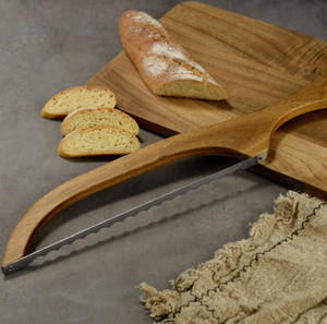 Cortador de Pan Casero con Cuchilla Dentada, Herramientas de Panadería y Repostería, Cortador de Pan en Forma de Arco, Cuchillo de Madera de Acacia para Pan de Levadura - Product Image 2