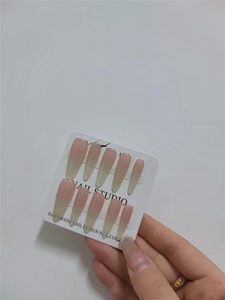 <span class=keywords><strong>Uñas</strong></span> acrílicas de longitud media-larga para novias, estilo francés, cobertura completa, forma almendrada, con pegamento removible, aplicación en dedos, minimalistas. - Product Image 5
