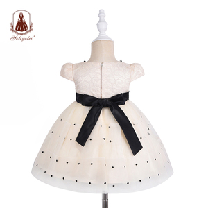 2020 verano nuevo champán 7 meses bebé niña vestido negro <span class=keywords><strong>Boe</strong></span> cinturón y punto - Product Image 2