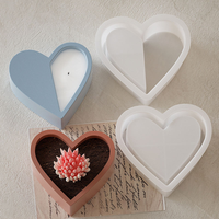Moule en silicone DIY pour pot de fleurs en résine, en forme de cœur, pour ciment, béton, fabrication de bougies