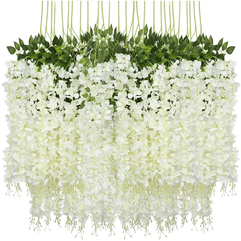 Guirnalda colgante de ratán para decoración del hogar, enredadera Artificial decorativa de plantas y flores colgantes de seda, para fiestas y bodas