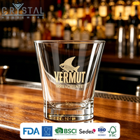 Verre à cocktail cannelé personnalisé avec logo, base lourde, transparent, pour vermouth et whisky, compatible lave-vaisselle
