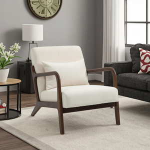 Modern Style One-Seater Indoor Wooden Armchair with PU Easy Assembly <strong>Reading</strong> <strong>Chair</strong> for Home Bedroom Dining or Office Use - Product Image 1